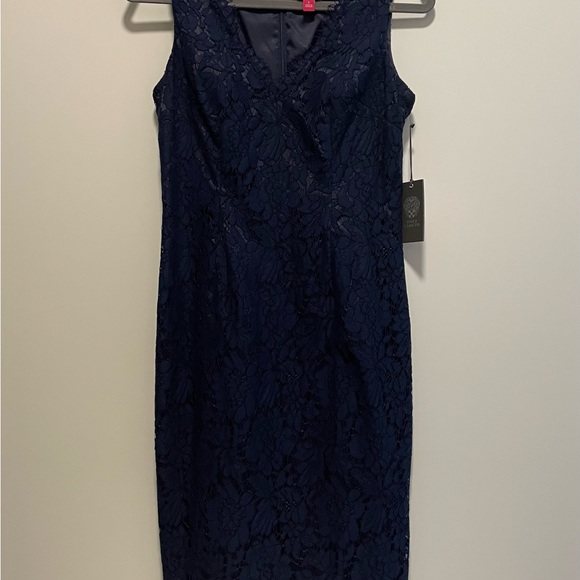 VINCE CAMUTO Navy Blue Lace Dress NWT - Picture 2 of 6